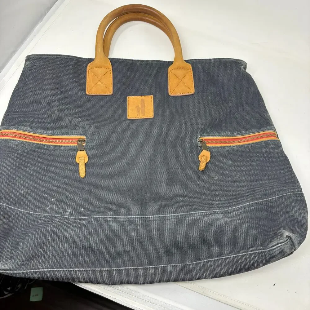 Johnnie-O Canvas Tote Bag Blue Casual Travel Beach